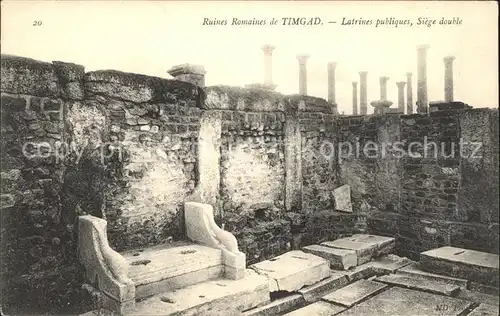 Timgad Ruines Romaines Latrines publiques Siege double Antike Staette Kat. Algerien
