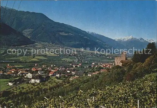 Naturns Merano Panorama Vinschgau Burgruine Alpen Kat. Naturno