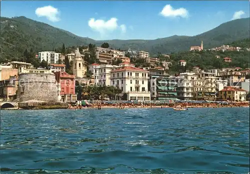 Alassio Riviera dei Fiori Blick vom Meer Strand Kat. 