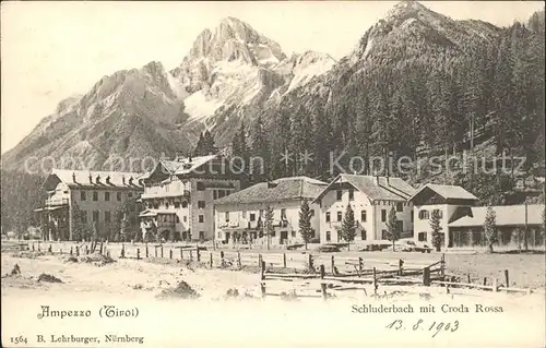 Schluderbach Carbonin mit Croda Rossa Sextener Dolomiten / Toblach Suedtirol /Suedtiroler Pustertal