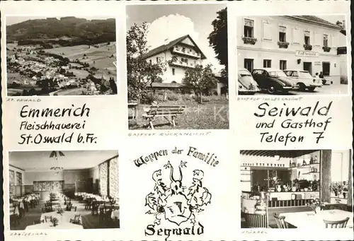 St Oswald Freistadt Ortsblick Emmerich Seiwald Fleischhauerei und Gasthof Details  / Freistadt /Muehlviertel