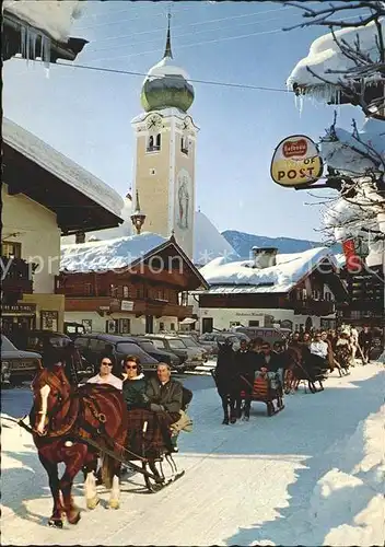 Kufstein Tirol Schlittenfahrt in Tirol Pferdeschlitten Kirche Kat. Kufstein