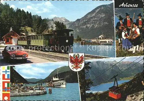 Pertisau Achensee Seespitz Achenseebahn Tiroler Volkstrachten Landungssteg Rofanbahn Karwendelgebirge Wappen / Eben am Achensee /Tiroler Unterland