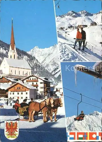 Hochsoelden Wintersportplatz Schlittenfahrt Kirche Lift Wappen Kat. Soelden oetztal Tirol