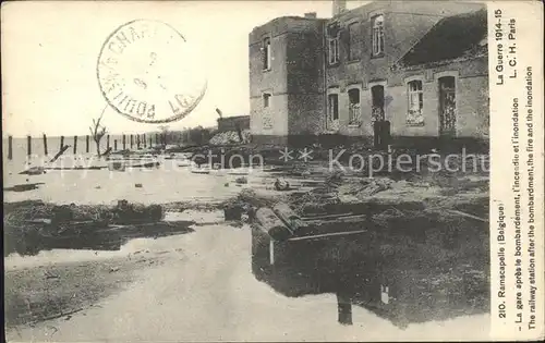 Ramscapelle La gare apres le bombardement Guerre 1914 1915 1. Weltkrieg