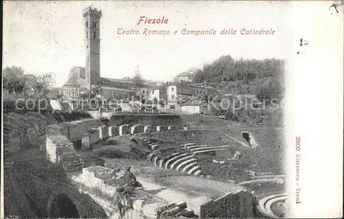 Fiesole Firenze Teatro Romano e campanille della Cattedrale Kat. Italien