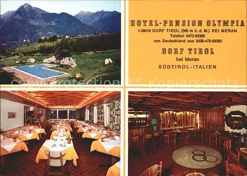 Suedtirol Hotel Pension Olympia Dorf Tirol bei Meran Kat. Italien