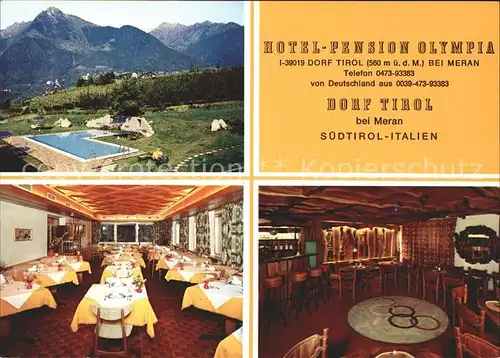 Suedtirol Hotel Pension Olympia Dorf Tirol Kat. Italien