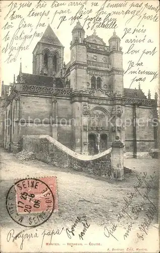 Vetheuil Mantes Eglise Stempel auf AK