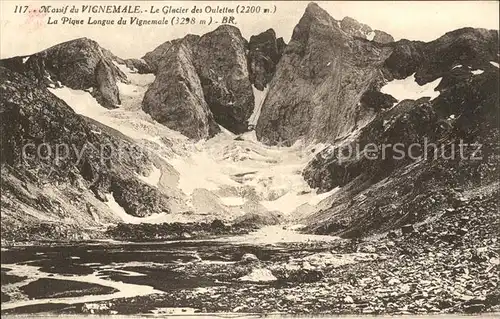 Pyrenees Region Massif du Vignemale Glacier des Oulettes Gletscher Kat. Lourdes