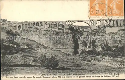 Constantine Pont Sidi Rached Stempel auf AK Kat. Algerien
