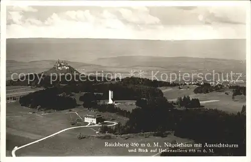 Raichberg Onstmettingen Naegelehaus mit Aussichtsturm und Burg Hohenzollern Kat. Albstadt