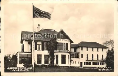 Bentveld Arbeiders Gemeenschap der Woodbrookers Hoofdgebouw Flagge Kat. Zandvoort