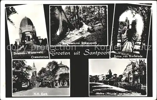 Santpoort Noord Crematorium Burgemeester Rijkenspark Ruine van Brederode Brug Villa Boslust Kerk / Velsen /