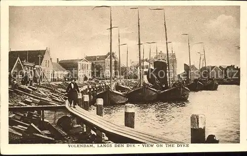 Volendam Langs den Dyk Fischerboote Hafen Kat. Niederlande