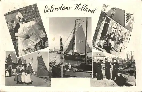 Volendam Trachten Fischerboot Hafen Kat. Niederlande