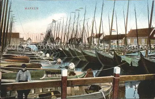 Marken Niederlande Hafen Fischerboote Kat. Niederlande