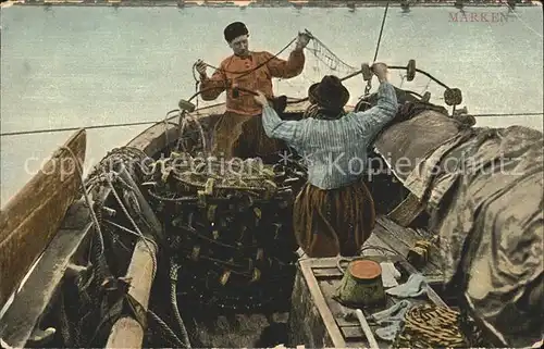 Marken Niederlande Fischer Fischerboot Kat. Niederlande