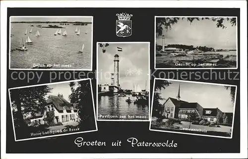 Paterswolde Zeilen op het meer Gemeentehuis Paviljoen Huize Landgoed de Braak Segelsport Wappen