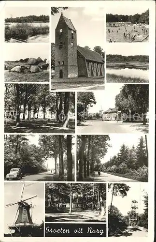 Norg Teilansichten Schwimmbad Kirche Windmuehle Aussichtsturm