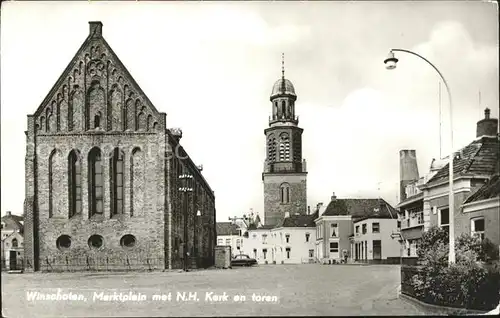 Winschoten Marktplatz met NH Kerk en toren Kirche Kat. Niederlande