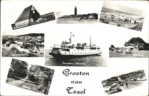 Texel Schapenboet Vuurtoren Strand Veerboot Marsdiep Kampeerterrein Weg Kat. Niederlande