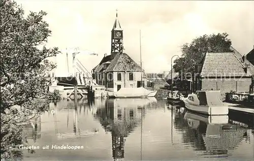 Hindeloopen Partie am Kanal Motorboot Kat. Niederlande