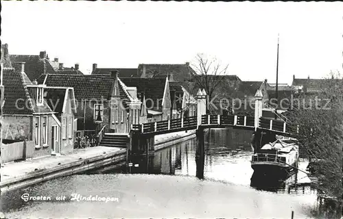 Hindeloopen Partie am Kanal Bruecke Boot Kat. Niederlande