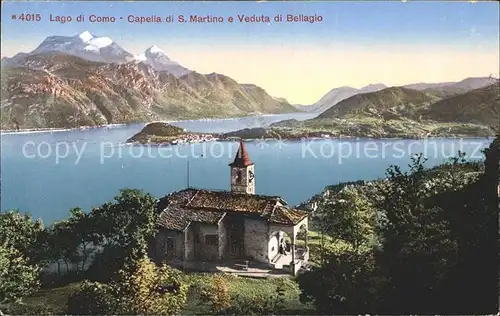 Lago di Como Capella di S Martino e Veduta di Bellagio Kat. Italien