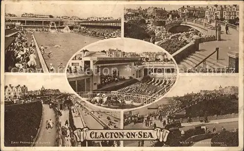 Clacton on Sea Bathing Pool Bridge Pier Approach Promenade Band Pavilion Kat. United Kingdom