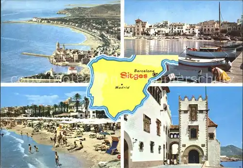 Sitges Playa de Oro Goldener Strand Fischerboot Kat. Spanien