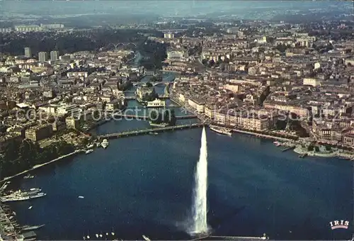 Geneve GE Jet d Eau Rade et la Villa vue aerienne Kat. Geneve