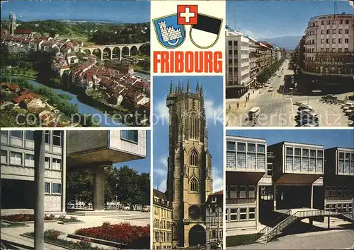 Fribourg FR Ville et la Sarine Boulevard de Perolles Universite Cathedrale Wappen Kat. Fribourg FR