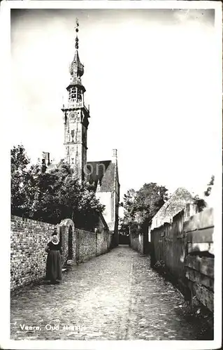 Veere Oud straatje Stadhuis Historisches Rathaus Kat. Niederlande