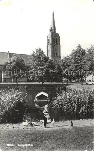 Nisse Dorpsplein Kerk Kind Enten Kirchturm