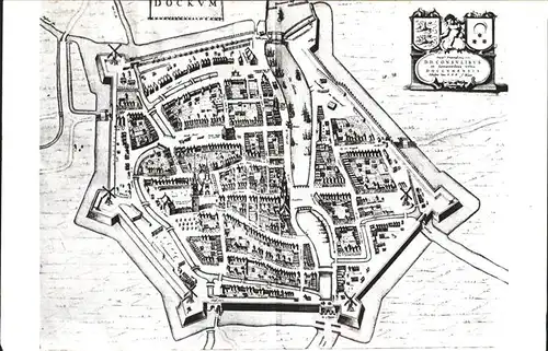 Dokkum Kaart door Bleau ca. 1650