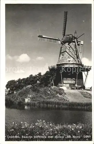 Dokkum Baantje bolwerk met molen De Hoop 1849 Windmuehle