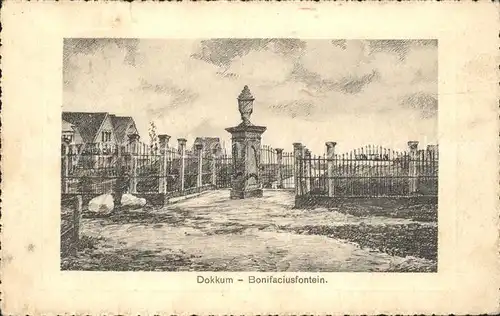 Dokkum Bonifaciusfontein Brunnen Kuenstlerkarte