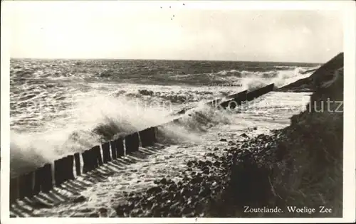 Zoutelande Woelige Zee Sturm Brandung Kat. Niederlande
