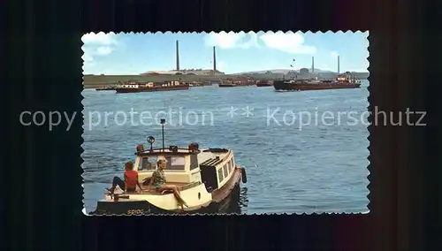 Tolkamer Lobith Riviergezicht Rhein Motorboot Frachtkahn Rhein Binnenschifffahrt