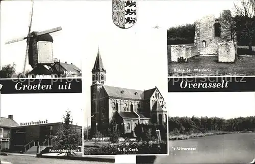 Overasselt Molen Ruine St Walderik  t Uivernest Boerenleenbank RK Kerk Windmuehle Kirche Wappen