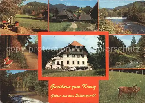 Oberbiederbach Gasthaus Pension zum Kreuz Reh Waldweg  Kat. Biederbach Schwarzwald