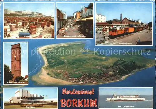 Borkum Nordseebad Fliegeraufnahme Inselbahnhof Franz-Habich-Strasse Kurhaus MF Westfalen / Borkum /Leer LKR