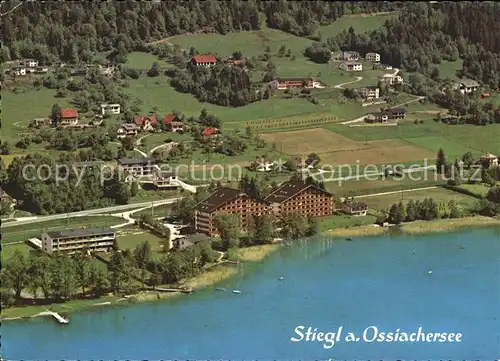 Stiegl Ossiach am Ossiachersee Appartementhaeuser Haensel und Gretel Fliegeraufnahme Kat. Ossiach Kaernten