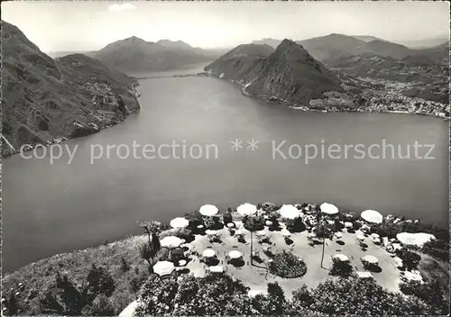 Lago di Lugano mit Monte Bre von der Kulm Terrasse Kat. Italien