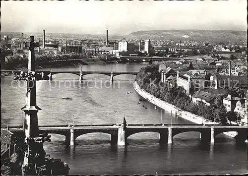 Basel BS Blick vom Muensterturm Rheinbruecken Kat. Basel