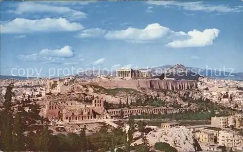 Athenes Athen Panorama mit Akropolis Mount Lycabettus Kat. Griechenland