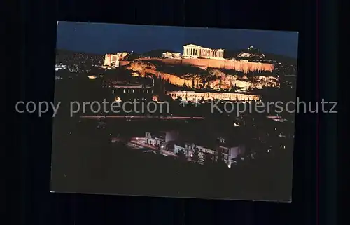 Athenes Athen Propylaea beleuchtet Akropolis Tempel Antike Kat. Griechenland