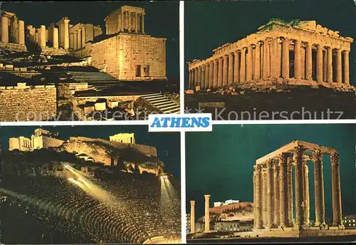 Athenes Athen Akropolis bei Nacht Tempel Antike Kat. Griechenland