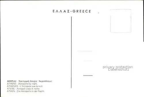 Athenes Athen Akropolis bei Nacht Tempel Antike Kat. Griechenland